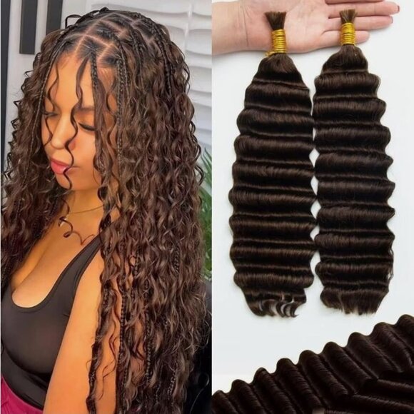 KRN Human Braiding Hair for Boho Braids, 100g/Pack (2 Bundles) Color #4 26Inch - Picture 1 of 2